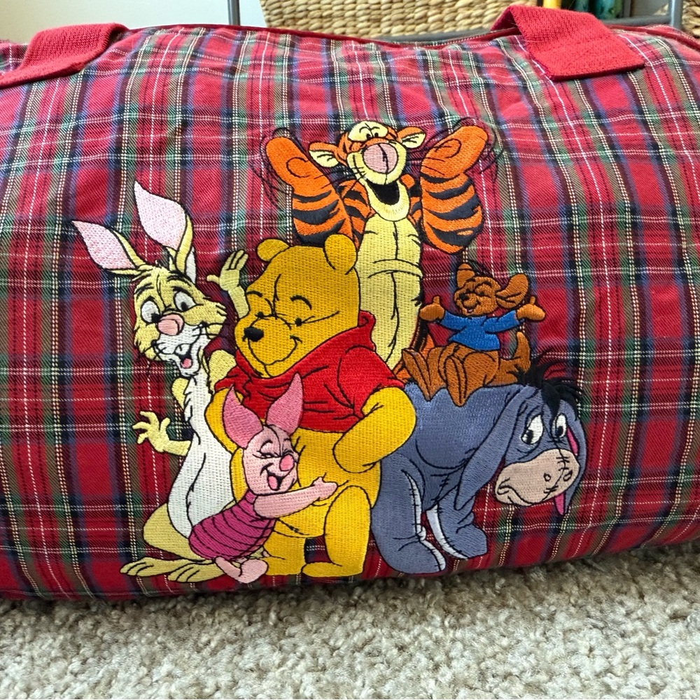 Plaid Duffel Bag with Winnie the Pooh Characters
